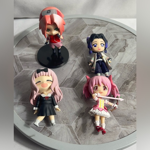 Anime Chibi Mini Figures Lot of 4 Sakura, Shinobu, Chika, Madoka Collectibles - Picture 1 of 6